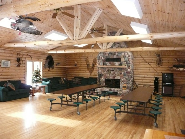 Log cabin interior - fireplace